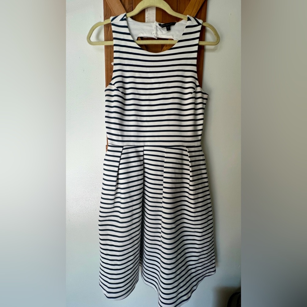 Felicity and Coco Striped Navy Blue and White Dress. Size medium.